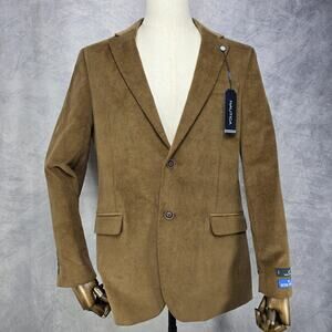 Nautica Blazer Mens 40R Tan Corduroy Brielle Active Stretch Sport Coat Jacket